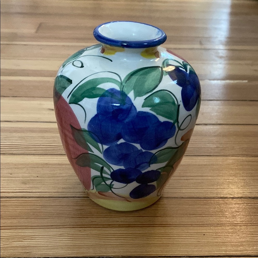 Patton handmade stoneware Vase with colorful fruit design